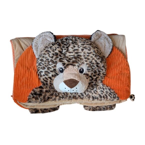 Hugfun Kids Leopard Cheetah Plush Sleeping Bag Pillow Paw Prints Nap Sleepsack - Picture 7 of 7